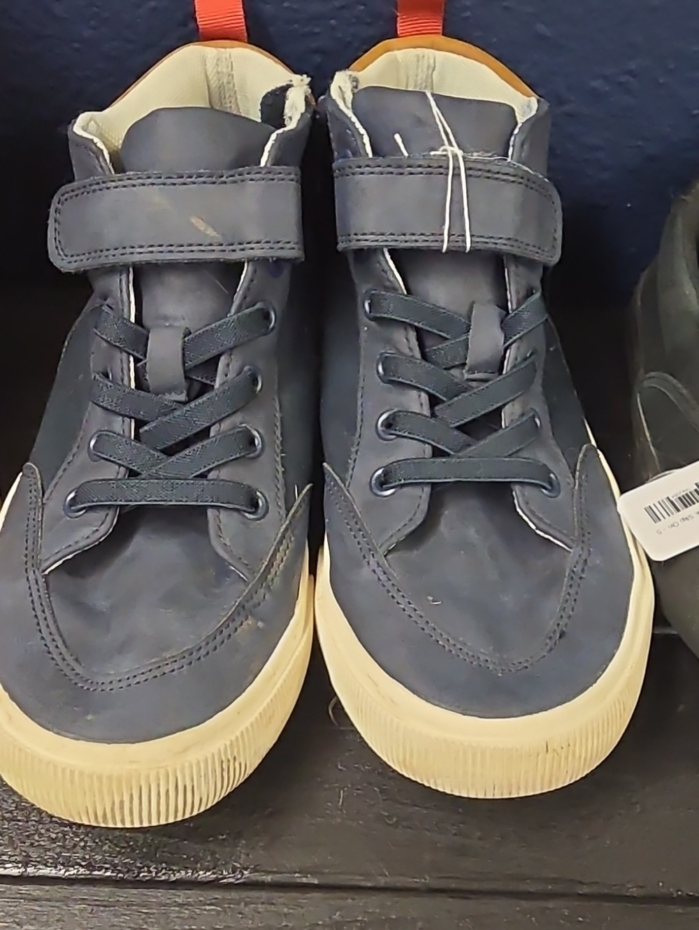 Cat & Jack Navy High-Top Sneakers with Cream Sole and Red Pull Tab